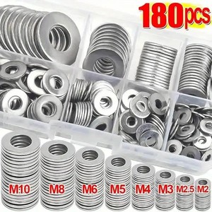 Rondelles en acier inoxydable 304 M2 M10, 180 pièces, surface polie pour réparation et remplacement des attaches automobiles - Product Image 3