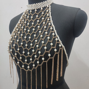 YANYE Collana di perle fatta a mano, reggiseno senza spalline aderente, catena per il corpo, accessori di abbigliamento femminile, reggiseno a catena con perle - Product Image 2