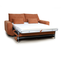 Canapé-lit convertible 2 places en tissu orange avec matelas pour salon, chambre d'amis, appartement, mobilier de maison