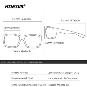 Lunettes de sport Kdeam TR90 ultra-légères, nouvelles lunettes de soleil polarisées à <span class=keywords><strong>film</strong></span> véritable haute définition, protection UV, monture intégrale, pour l'extérieur - Product Image 2