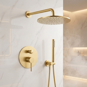 Dai — ensemble de mélangeurs de luxe ronds, 16 pouces, pour salle de bains, système de pomme de <span class=keywords><strong>douche</strong></span> en or brossé - Product Image 1
