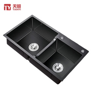 High Quality Handmade Stainless Steel Black Nano <b>Sink</b> No Fading Double Bowl Undermount <b>Kitchen</b> <b>Sink</b> - Product Image 1