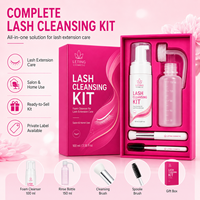 Kit de Nettoyage des Cils Rose Marque Blanche 100ml – Mousse Nettoyante pour Cils avec Bouteille de Rinçage et Brosse pour Soins Post-Extension des Cils
