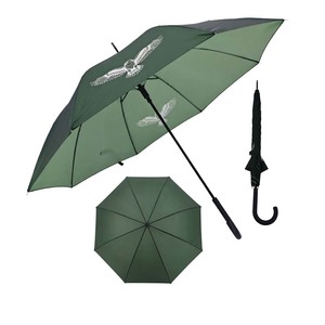 Parapluie droit manuel vert foncé personnalisé avec motif <span class=keywords><strong>Aigle</strong></span>, résistant au vent, avec poignée en J noire, idéal pour la publicité - Product Image 1