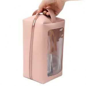 <b>Transparent</b> Window Pu Leather Toiletry With Wrist Strap Stylish Waterproof <b>Makeup</b> Organizer for Women Pelegant Cosmetic <b>Bag</b> - Product Image 4