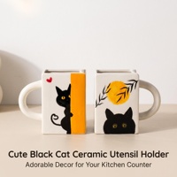Mug en céramique pour chat, organisateur multifonctionnel, porte-ustensiles de cuisine, porte-stylos, vase de bureau, rangement pour pinceaux de maquillage, décoration mignonne pour la maison, cadeau