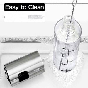 Botella pulverizadora de aceite de oliva de acero inoxidable de gran venta, pulverizador de aceite de vidrio recargable con escala, para freidora de aire, cocina y camping - Product Image 3