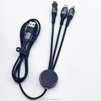 Câble de charge multi-prise USB-C, Lightning et Micro USB 65W PD en PET recyclé GRS avec impression UV et logo laser – Cadeau d'entreprise