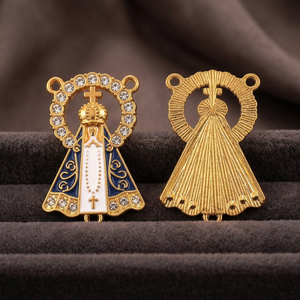 Themed Pendant Zinc Alloy Gold Cross Shape 4cm X 2.5cm Bezel Setting Unisex for DIY Rosary <b>Necklace</b> Accessories - Product Image 2