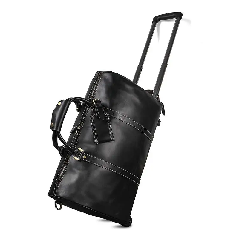 Wholesale High Quality Luxury Design Leather Trolley Bag Big Wheel Business Travel Travel Bag Handbag Men Luggage Bag