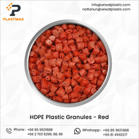 Granulés de plastique HDPE recyclé de haute qualité, couleur rouge, qualité film pour soufflage, industrie chimique, Plastmax, sac PP de 25 kg