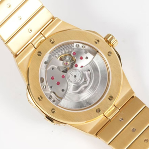 Reloj de Alta Gama para Hombre, Diseño de Autor, Automático, con Zafiro Luminoso, Correa de Oro Rosa Integrada, Incrustaciones de Moissanita Azul - Product Image 5