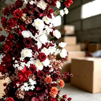 Set Dekorasi Bunga Merah Putih Bentuk Lingkaran Lengkung Rusak untuk Pernikahan Outdoor
