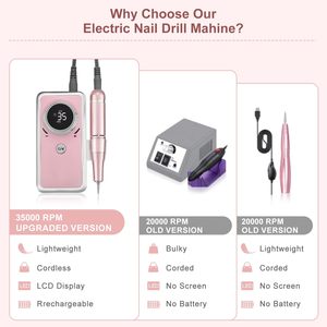 Taladro Eléctrico Profesional Portátil para Uñas, 35000 RPM, Pantalla LCD, Recargable, 11 Brocas, para Remover Esmalte Acrílico en Casa - Product Image 2