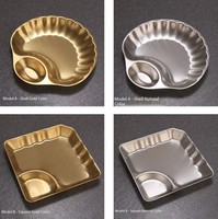 Plateau de service pour collations en acier inoxydable durable à double compartiment, forme irrégulière, écologique, compatible lave-vaisselle, or et argent, pour frites