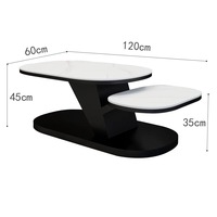 Table basse ovale pivotante moderne et simple en bois massif de chêne rouge, mobilier minimaliste pour salon, table centrale pour la maison