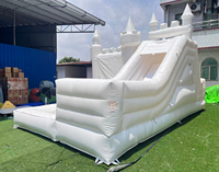 Vente en gros de châteaux gonflables commerciaux, combinés avec toboggan aquatique blanc, mini châteaux gonflables pour enfants, pour la location événementielle