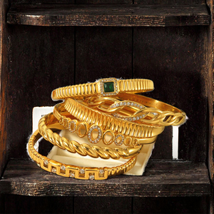 กำไลข้อมือแฟชั่นผู้หญิง XIXI กันน้ำ สแตนเลสสตีล ชุบทอง 18K ประดับเพชรซิร์คอน คอลเลคชั่น Acier Inoxydable - Product Image 3