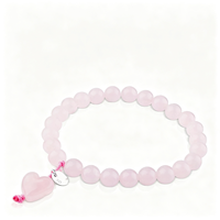 Demandez le catalogue : Bracelet élastique simple avec breloque cœur classique et perles en pierre, idéal comme cadeau.