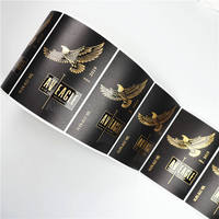 Impression personnalisée tache Uv feuille d'or logo gaufré adhésif de qualité supérieure papier texturé autocollant verre bouteilles de vin rouge étiquette autocollante