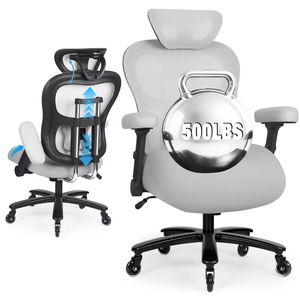 Silla de oficina ergonómica de malla grande y alta de 500 libras con reposabrazos abatibles y soporte lumbar con inclinación bloqueable - Product Image 1