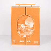 Boîte à Gâteaux de Lune Magnétique Double Porte Orange avec Poignée Métallique, Emballage Rigide Doré, Personnalisable pour la Fête de la Mi-Automne, Boîte Cadeau de Fêtes avec Logo Personnalisé