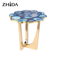 Table basse ronde en métal moderne de luxe léger Zhida en acier inoxydable pour salon
