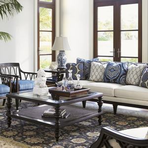 Table basse de salon moderne de luxe en bois foncé avec étagère en osier tressé, structure en bouleau, plateau en verre, durable, pour appartement - Product Image 5