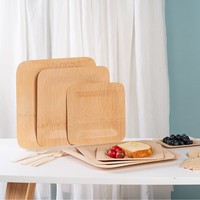 Assiettes jetables en bambou robustes, écologiques et biodégradables pour les plats à emporter, les mariages, les fêtes et la restauration