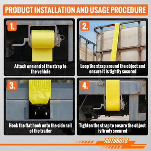 Correas de Amarre AUTOBOTS de 4" x 30' con Gancho Plano, Correas de Alta Resistencia para Control de Carga en Camiones y Remolques de Plataforma - Product Image 5