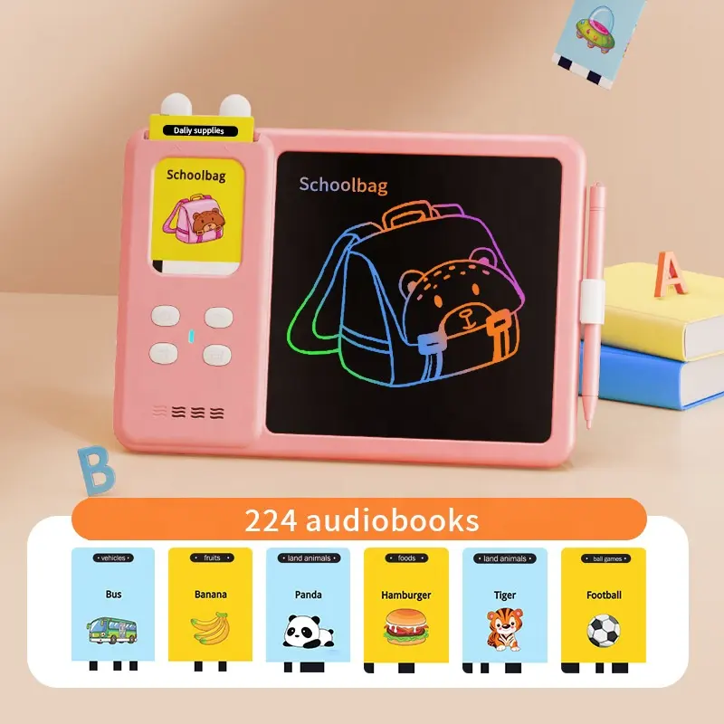 New Read And Write Learning Toys Talking Flash Cards With LCD Writing Drawing Board Doodle Tablet Reading Machine For Kids