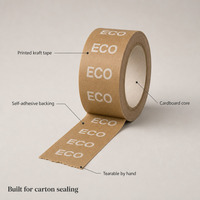 Ruban adhésif en papier kraft personnalisé avec logo, ruban adhésif pour sceller les cartons, pour les boîtes d'expédition et l'emballage en vente au détail