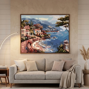 24 Colors Modern Landscape DIY Painting Numbers Kit Wooden Brushes Acrylic Paint Eco-friendly Rectangle Canvas Frame <strong>Arida</strong> - Product Image 4