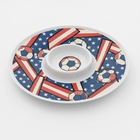 Plateaux à chips et trempettes personnalisés en gros de 13 pouces, en mélamine, avec un prix abordable, modernes pour les fêtes de match