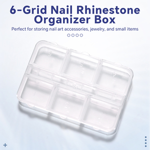 Portable 6-Grid Nail Rhinestone Organizer <b>Box</b> Plastic Nail Charms <b>Empty</b> <b>Box</b> Nail Art Accessories Jewelry Storage Case - Product Image 1