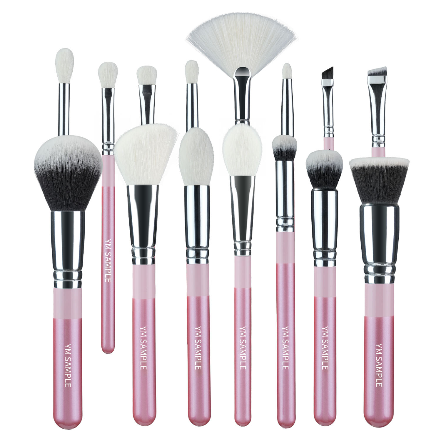 แปรงแต่งหน้าสีชมพู 15 ชิ้น