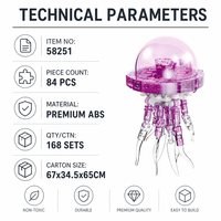 Set de 84 Bloques de Construcción de Medusas Personalizados, Modelo 3D DIY, Juguete de Construcción con Carcasa Translúcida y Luz, Ladrillos STEM, Marca Privada