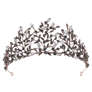 Couronne noire rétro pour fête d'anniversaire, accessoires pour cheveux, <span class=keywords><strong>diadème</strong></span> noir - Product Image 2