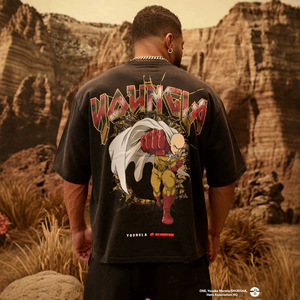 เสื้อยืดโอเวอร์ไซส์ผ้าฝ้ายลายทางพิมพ์ใหญ่สไตล์สปอร์ตสำหรับผู้ชาย X <span class=keywords><strong>One</strong></span>-<span class=keywords><strong>Punch</strong></span> <span class=keywords><strong>Man</strong></span> ทรงหลวม แขนสั้น ระบายเหงื่อได้ดี - Product Image 3