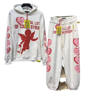 Conjunto de Sudadera con Capucha y Pantalones Deportivos de Algodón Tejido de Invierno de Alta Calidad, con Estampado Gráfico Personalizado, de Secado Rápido, Estilo Vintage, para Hombre - Product Image 1
