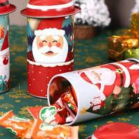 Boîte de rangement en métal ronde pour Noël, conteneur en métal, emballage cadeau Père Noël pingouin pour chocolat, chewing-gum, bonbons, biscuits, gâteaux