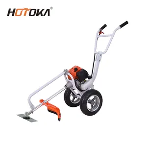 52cc hand push brush cutter 2 stroke grass trimmer with two wheels