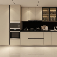 Armoires de cuisine modulaires sans poignées SANTOPOVA, couleur personnalisée, finition brillante, avec évier, design moderne respectueux de l'environnement