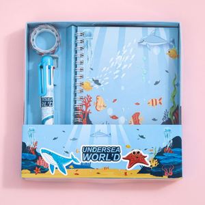 Kit de Papelería Escolar de 8 Piezas con Diseño de Dinosaurios Lindos de Dibujos Animados, Juego de Bolígrafos, Diario y Cuaderno para Niños - Product Image 1