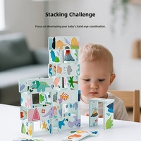 Juego de Dominó de Madera con Dinosaurios de Dibujos Animados CPC CE para Niños de 2-3 y 4-6 Años, Bloques de Construcción de Madera