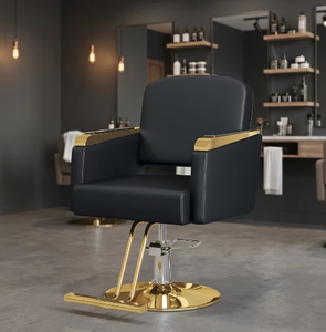 Fauteuil de coiffure professionnel moderne avec base dorée pour la vente en gros - Product Image 5