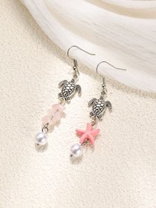 Pendientes Colgantes <span class=keywords><strong>de</strong></span> Tortugas Marinas Plateados Estilo Hawaiano, <span class=keywords><strong>Collar</strong></span> <span class=keywords><strong>de</strong></span> Moda con Piedras Naturales, Estrellas <span class=keywords><strong>de</strong></span> Mar <span class=keywords><strong>y</strong></span> Perlas <span class=keywords><strong>de</strong></span> Vida Marina - Product Image 4