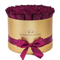 Contrôleur de fleur en velours, boîte d'emballage pour fleurs, avec Logo imprimé personnalisé, boîtes rondes pour fleurs, vente en gros