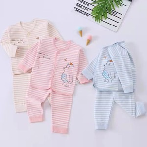 Anxiang Source Four Seasons bebé peinado algodón cuello ropa interior conjunto recién <span class=keywords><strong>nacido</strong></span> dos piezas patrón sólido tejido Comercio exterior volumen - Product Image 2
