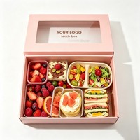 Boîtes Bento jetables en papier Kraft de gros, boîtes à lunch de haute qualité, contenants alimentaires à l'encre de soja avec fenêtre